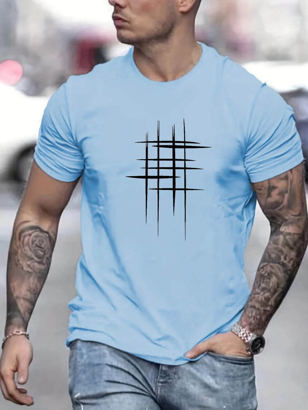 Анастас - Стилен т-shirt с кръгло деколте и графичен принт