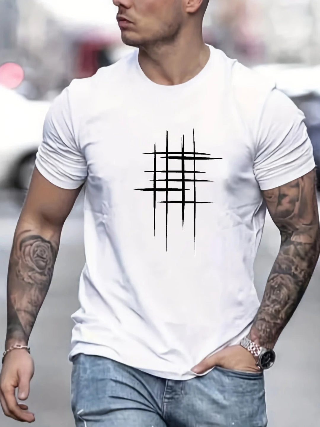Анастас - Стилен т-shirt с кръгло деколте и графичен принт