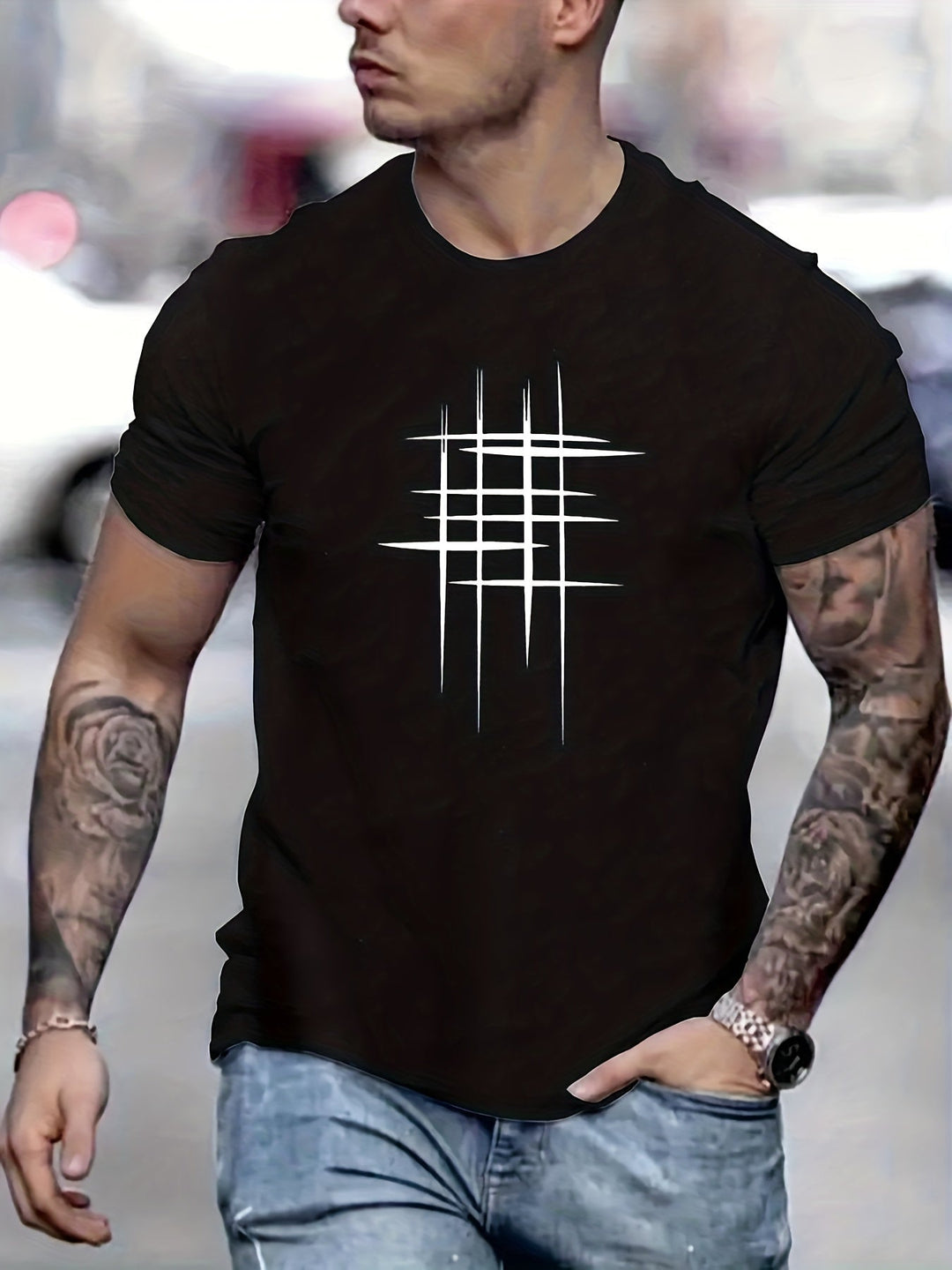 Анастас - Стилен т-shirt с кръгло деколте и графичен принт