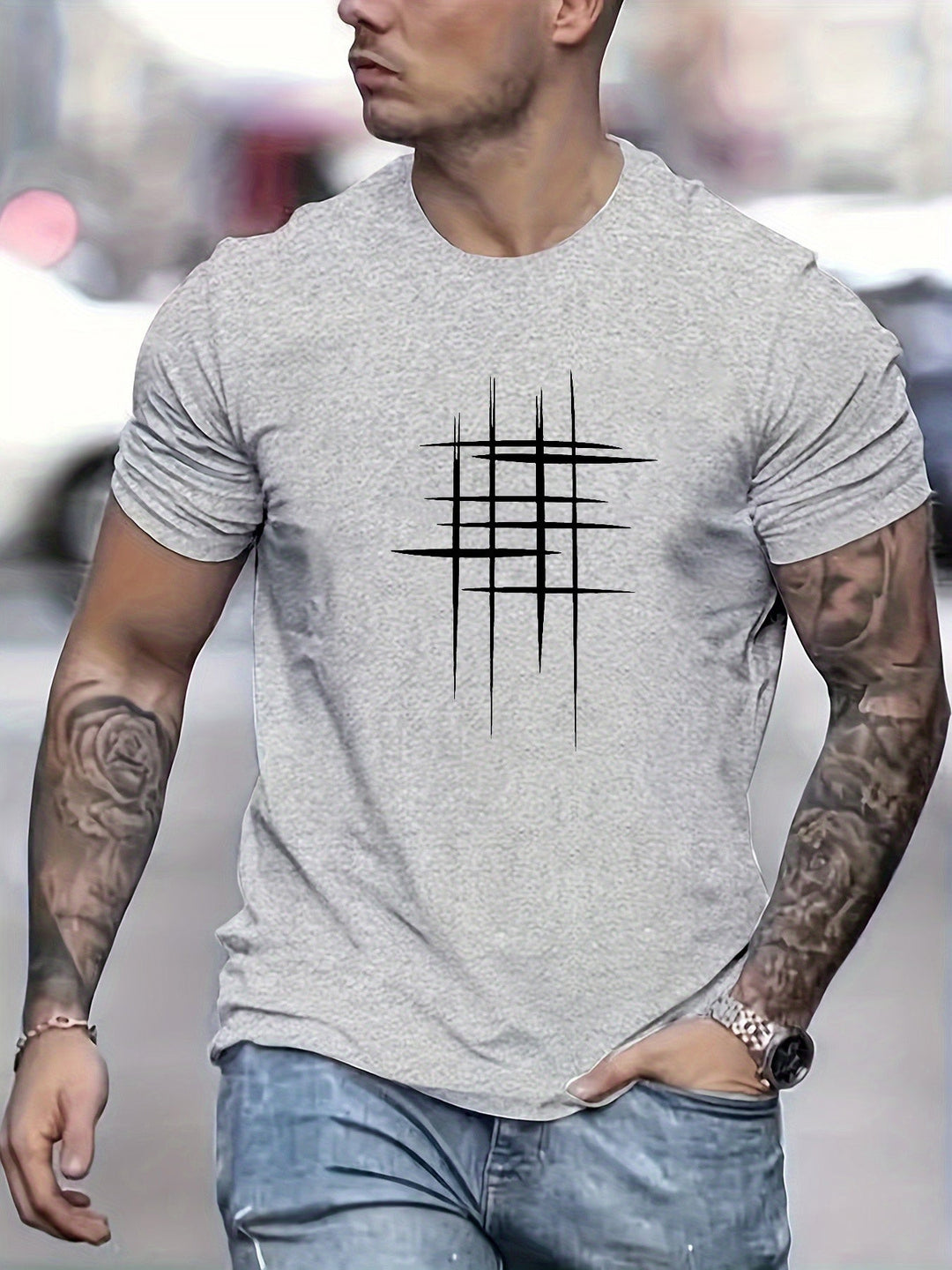 Анастас - Стилен т-shirt с кръгло деколте и графичен принт