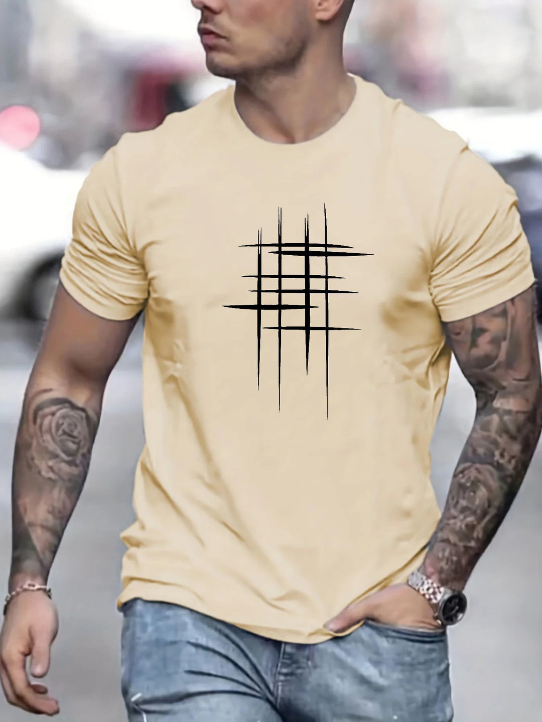 Анастас - Стилен т-shirt с кръгло деколте и графичен принт